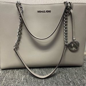 Michael Kors Teagan shoulder bag - grey with silver chain accents
